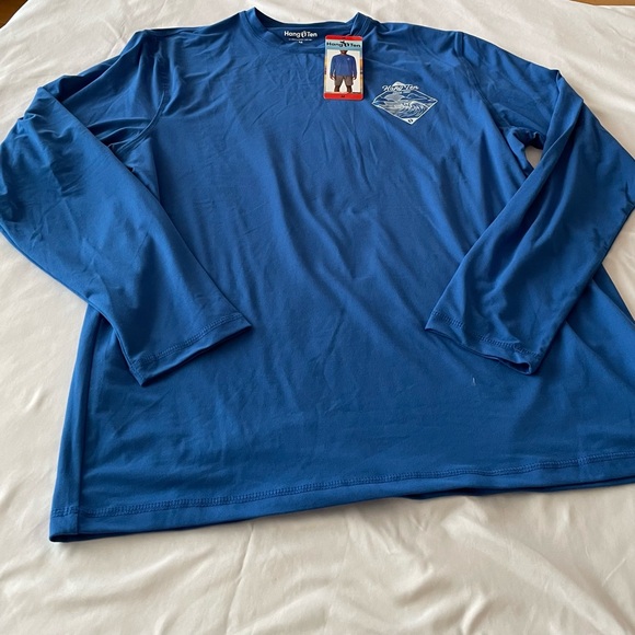 NWT! Hang Ten Men's Tidal Long Sleeve Tee, Blue, Sz M - Picture 4 of 7